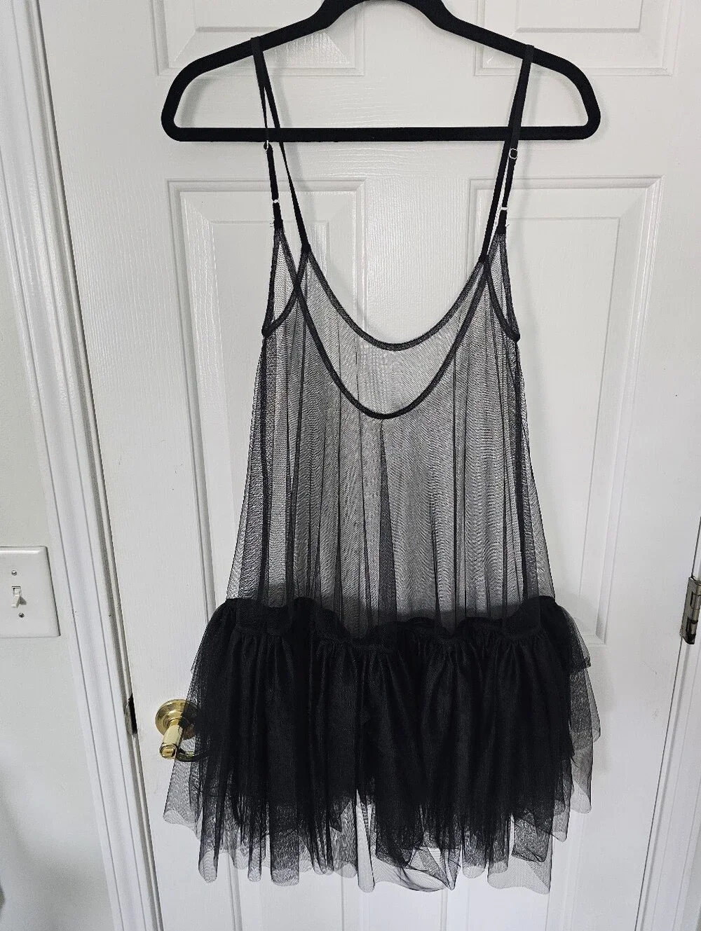 Free People Intimately Black Sheer Mesh Tulle Slip Dress Layering